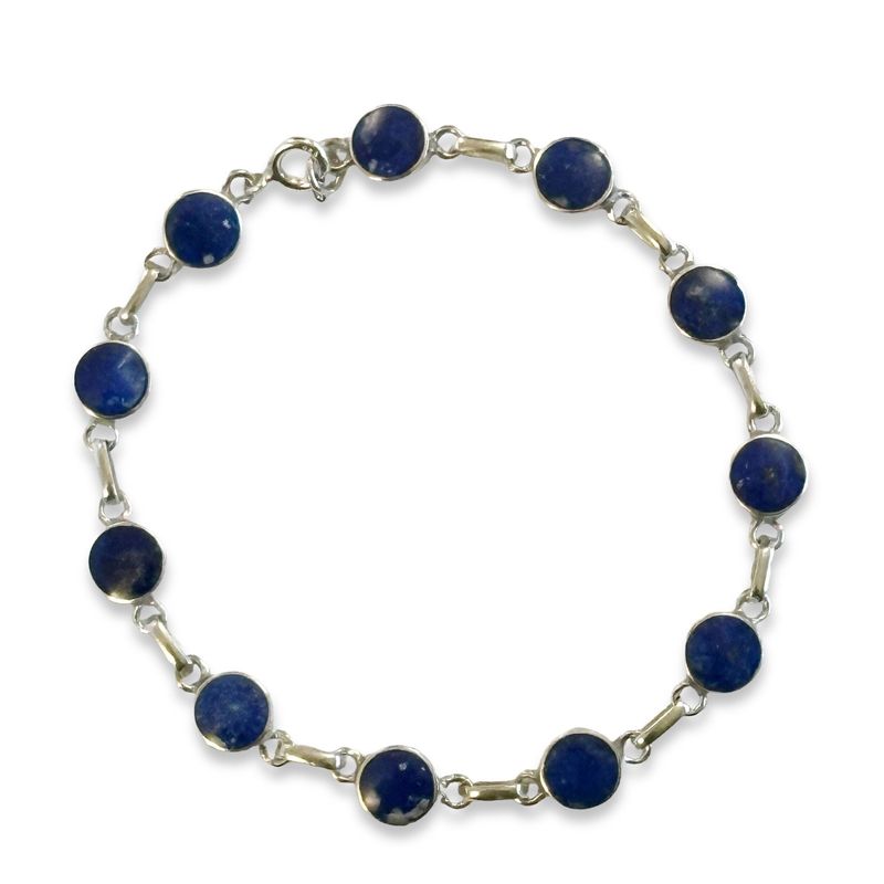 ANDREA COGGIOLA JOYAS - Pulsera Círculo Lapislázuli Plata Fina 925