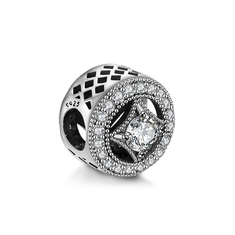 ELBAULDEJUMA - Charm dije abalorio pulsera colgante rombo brillante plata 925