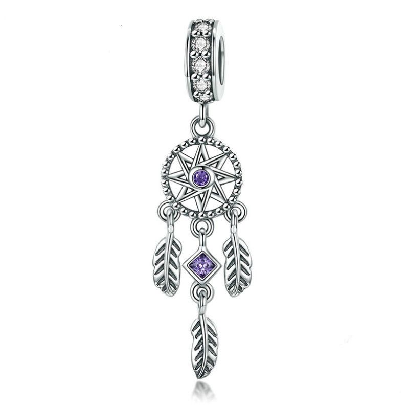 ELBAULDEJUMA - Charm dije abalorio atrapasueños pulsera o colgante lila