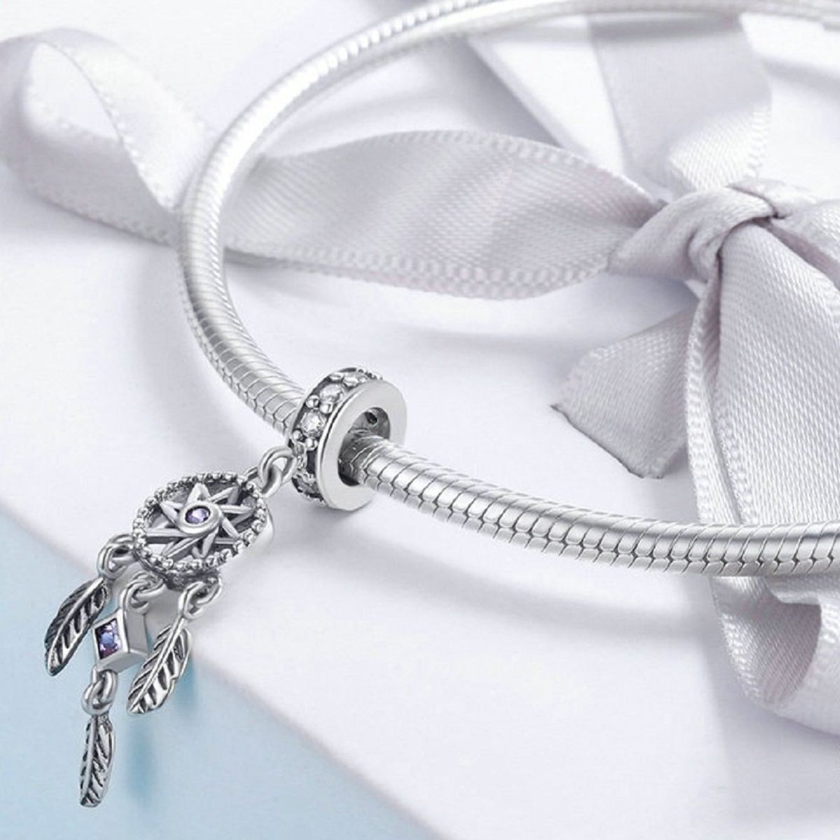 ELBAULDEJUMA - Charm dije abalorio atrapasueños pulsera o colgante lila