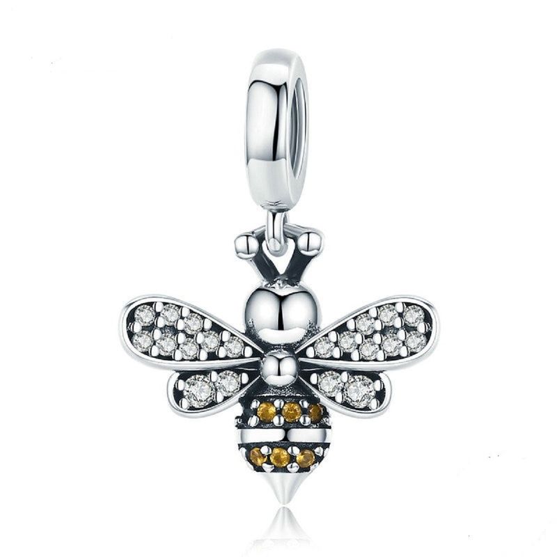 ELBAULDEJUMA - Charm dije abalorio abeja brillante plata 925
