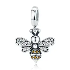 ELBAULDEJUMA - Charm dije abalorio abeja brillante plata 925