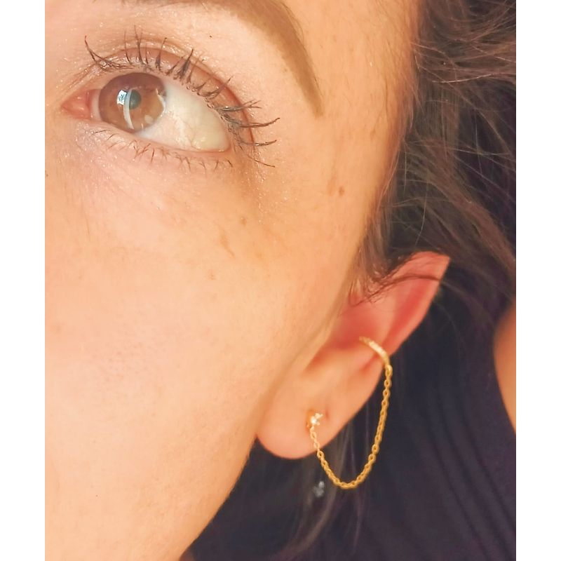 ELBAULDEJUMA - Aro Earcuff Punto Luz Modelo Atenea Plata Chapado Oro 18kl