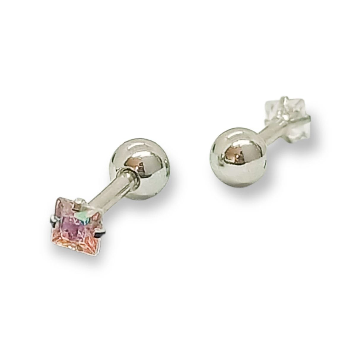 ELBAULDEJUMA - Aro seguridad Punto Luz Hipoalergénico zirconio cuadrado tornasol 3mm