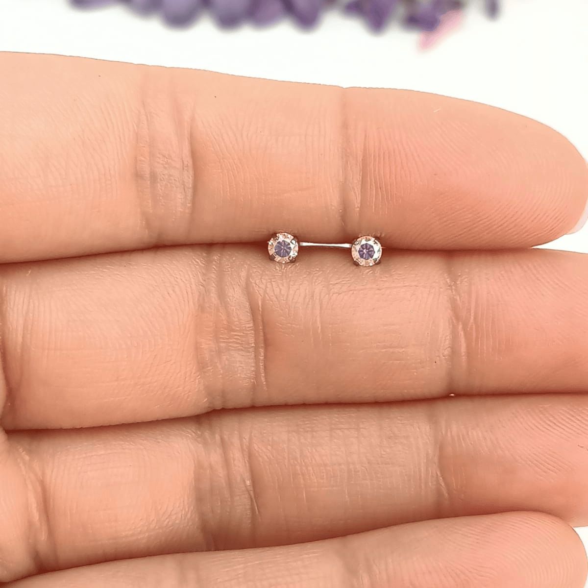 ELBAULDEJUMA - Aro seguridad Punto Luz Hipoalergénicos zirconio Circulo tornasol 3mm