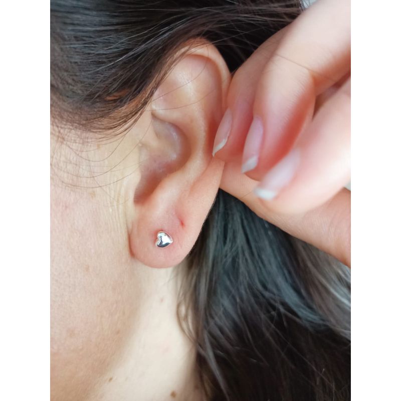 ELBAULDEJUMA - Pendientes tuerca seguridad Corazón plata S925 chapado oro blanco 18kl