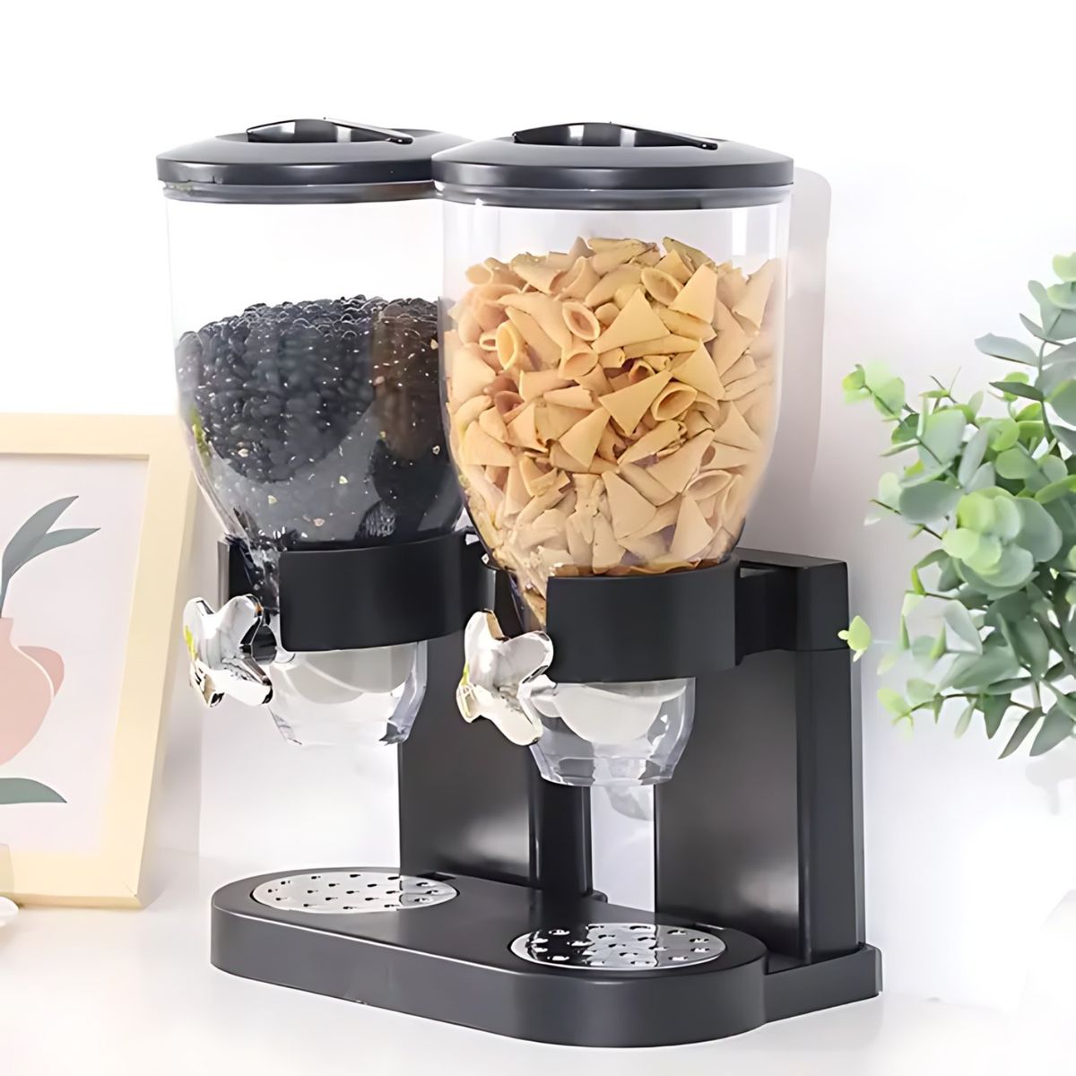 HOMESTAR - Dispensador Doble De Mesa Cereal Granos Dulces Frutos Secos 7L