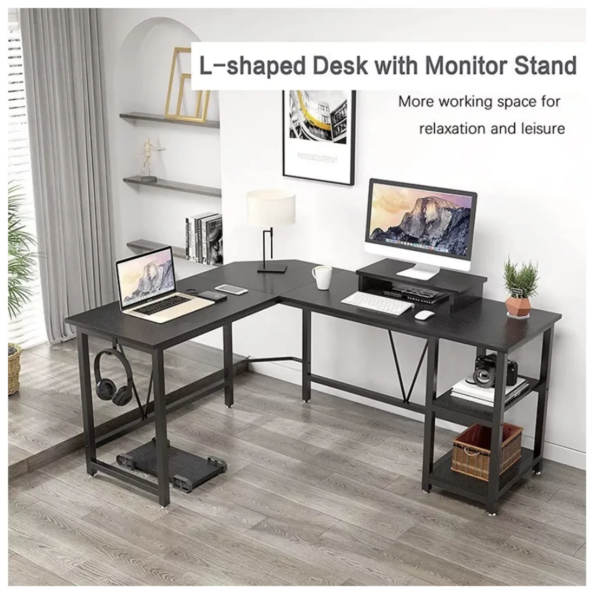 HOMER DESIGN - Escritorio Esquinero Metal Oficina 150x48x75cm En Forma L ZJ150-B…