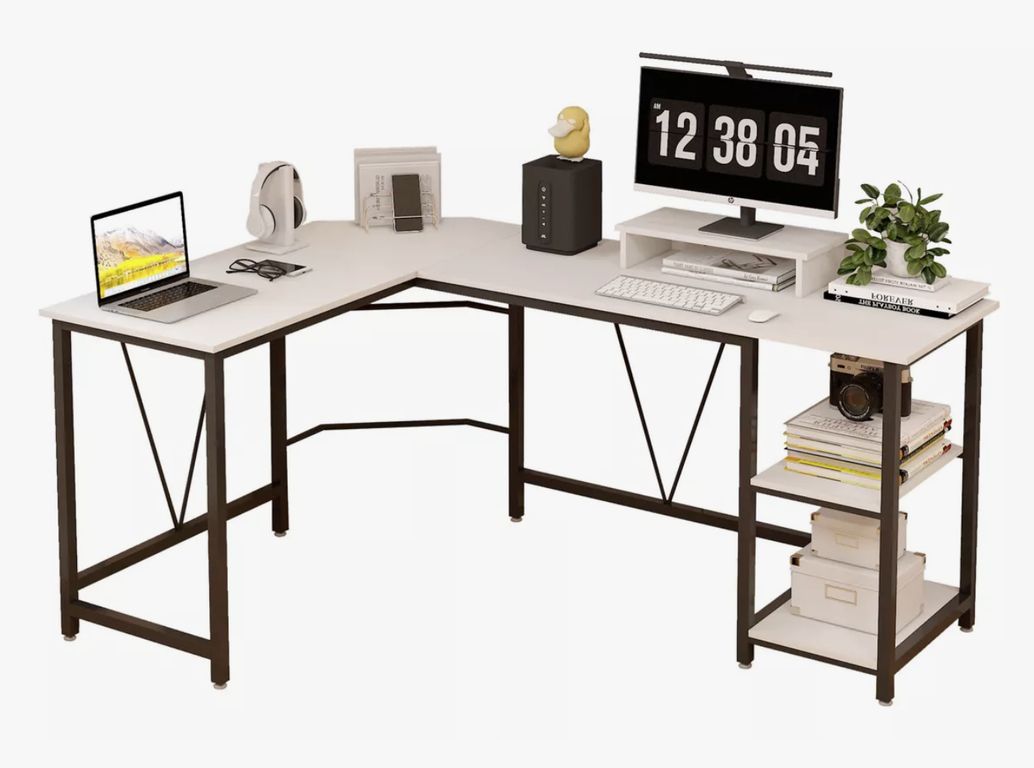 HOMER DESIGN - Escritorio Esquinero Metal Oficina 150x48x75cm en Forma L