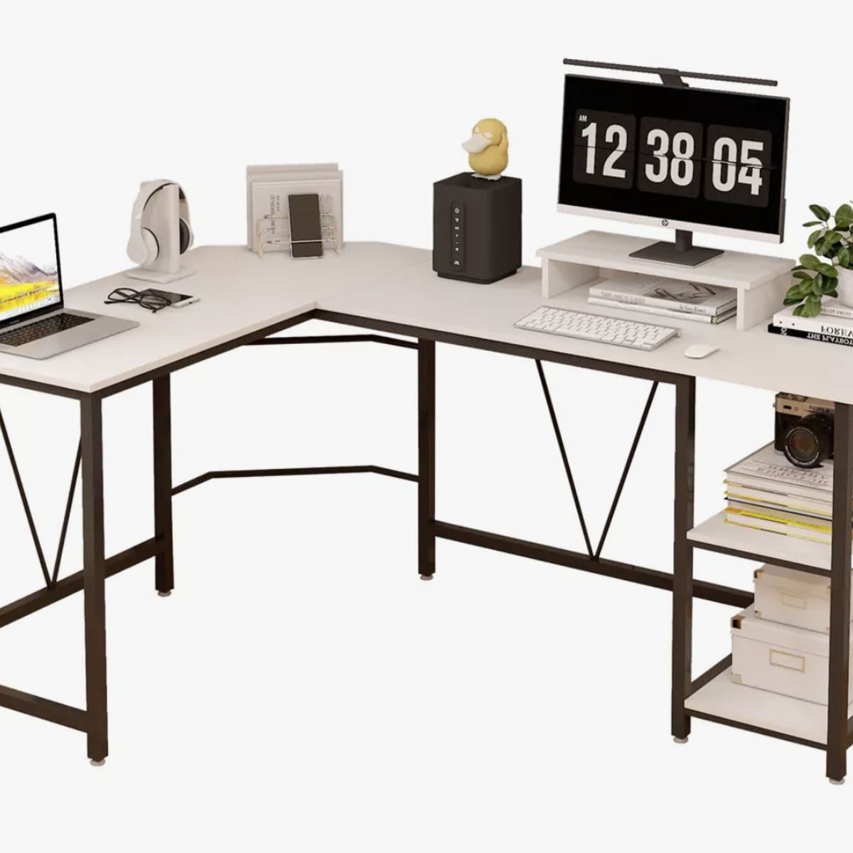 HOMER DESIGN - Escritorio Esquinero Metal Oficina 150x48x75cm en Forma L…