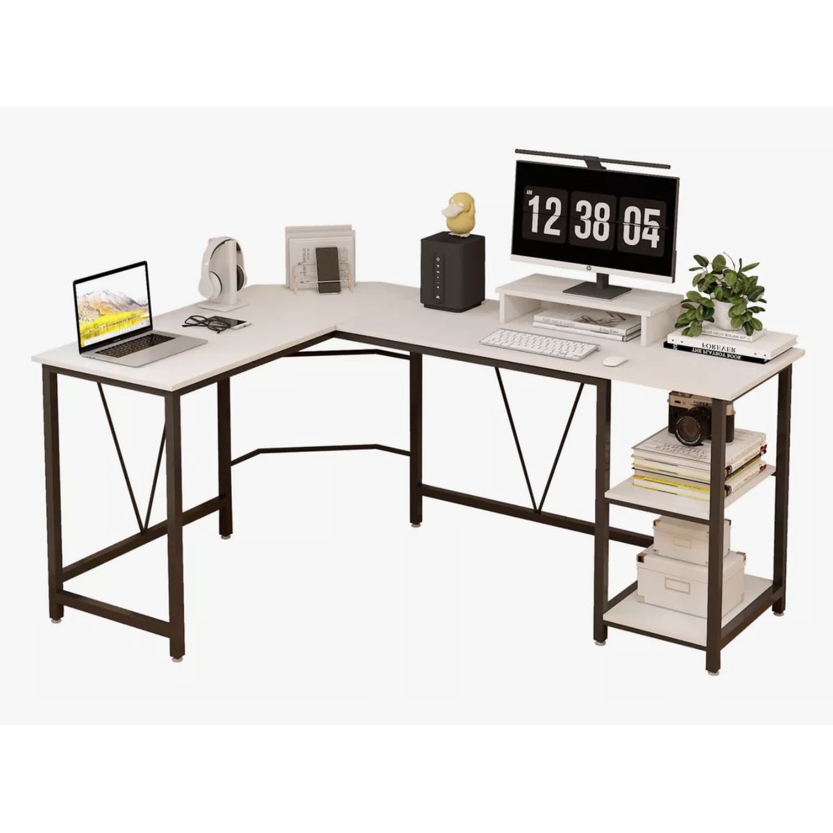 HOMER DESIGN - Escritorio Esquinero Metal Oficina 150x48x75cm en Forma L…