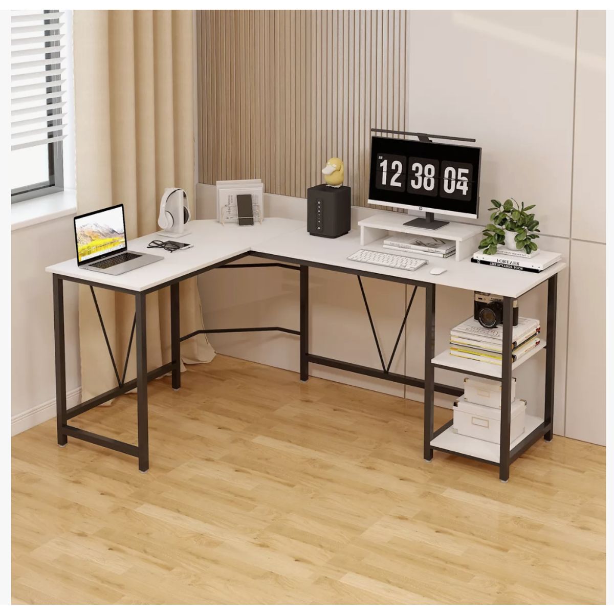 HOMER DESIGN - Escritorio Esquinero Metal Oficina 150x48x75cm en Forma L…