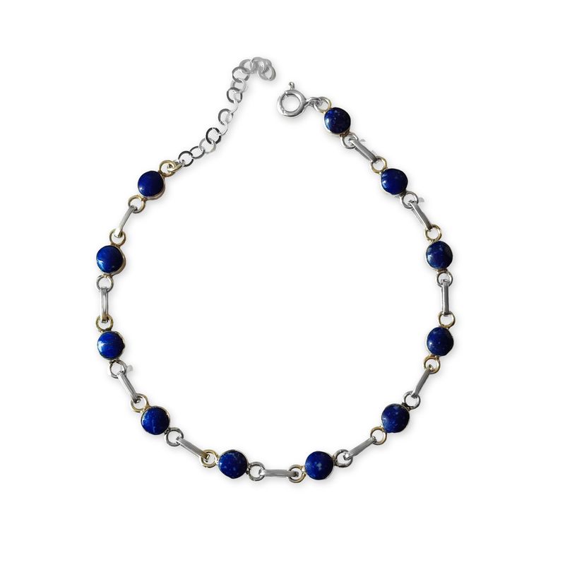 ANDREA COGGIOLA JOYAS - Pulsera Mini Círculo Lapislázuli Plata Fina 925