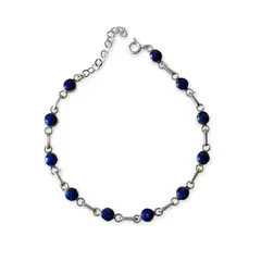 ANDREA COGGIOLA JOYAS - Pulsera Mini Círculo Lapislázuli Plata Fina 950