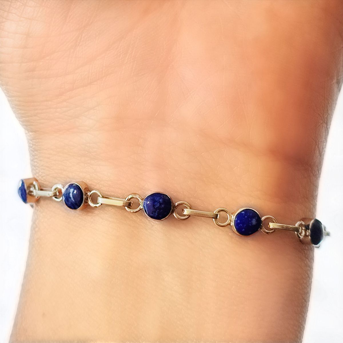 COGGIOLA - Pulsera Mini Círculo Lapislázuli Plata Fina 950