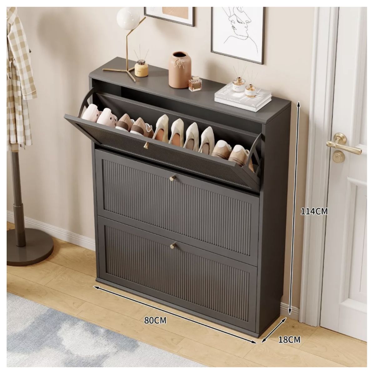 HOMER DESIGN - Zapatero Organizador Estante Zapato Hall Armario 114x80x18cm negro