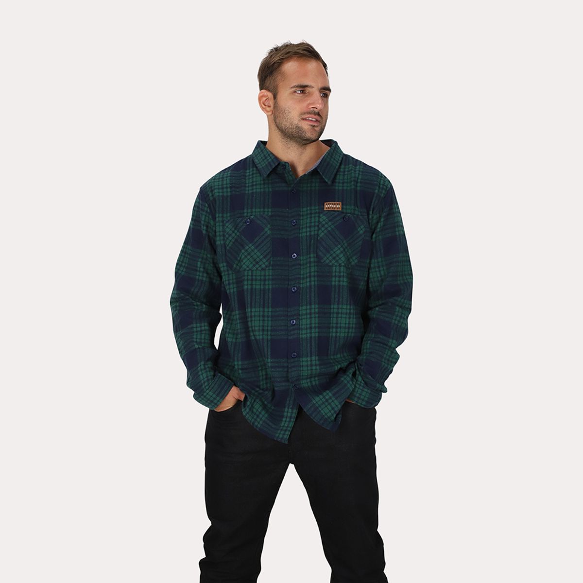 GANGSTER - Camisa ML Franela Evergreen Verde Gangster