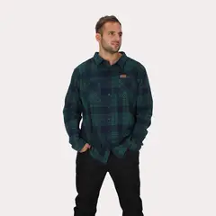 GANGSTER - Camisa ML Franela Evergreen Verde