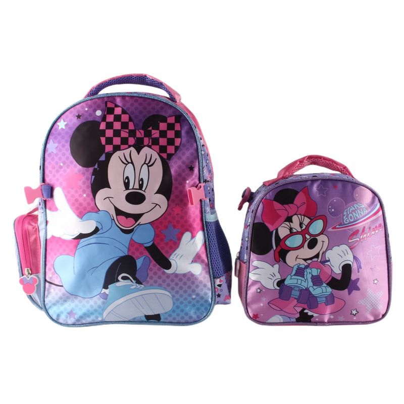 INTEK GAMES - Minnie Mouse Mochila Set Satin Con Lonchera - Disney Color Violeta