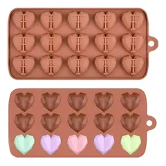 Pasteleria - 2 Moldes Mini Corazon Diamante Molde Corazón Geometrico 15