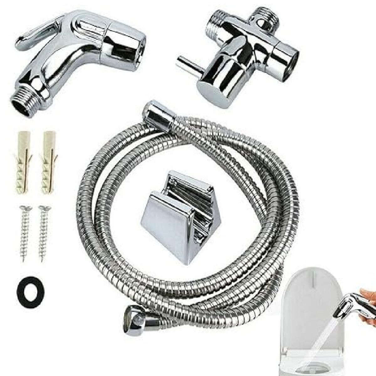 TAUMM - Ducha Bidet Kit Completo Llave Inodoro Wc Taum 1 Metro