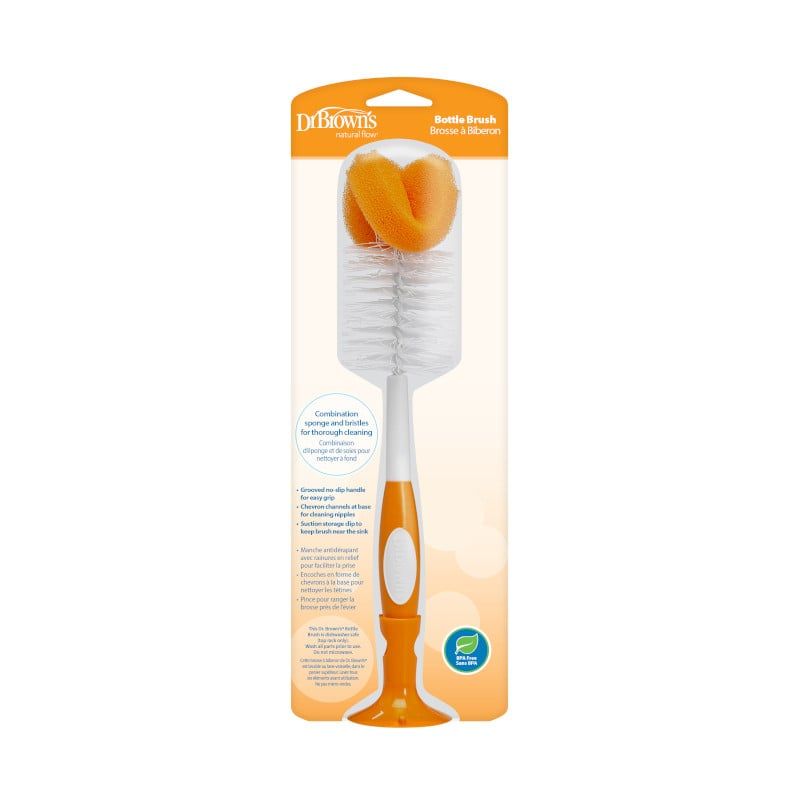 DR BROWNS - Cepillo Limpia Mamaderas Naranja Dr Browns