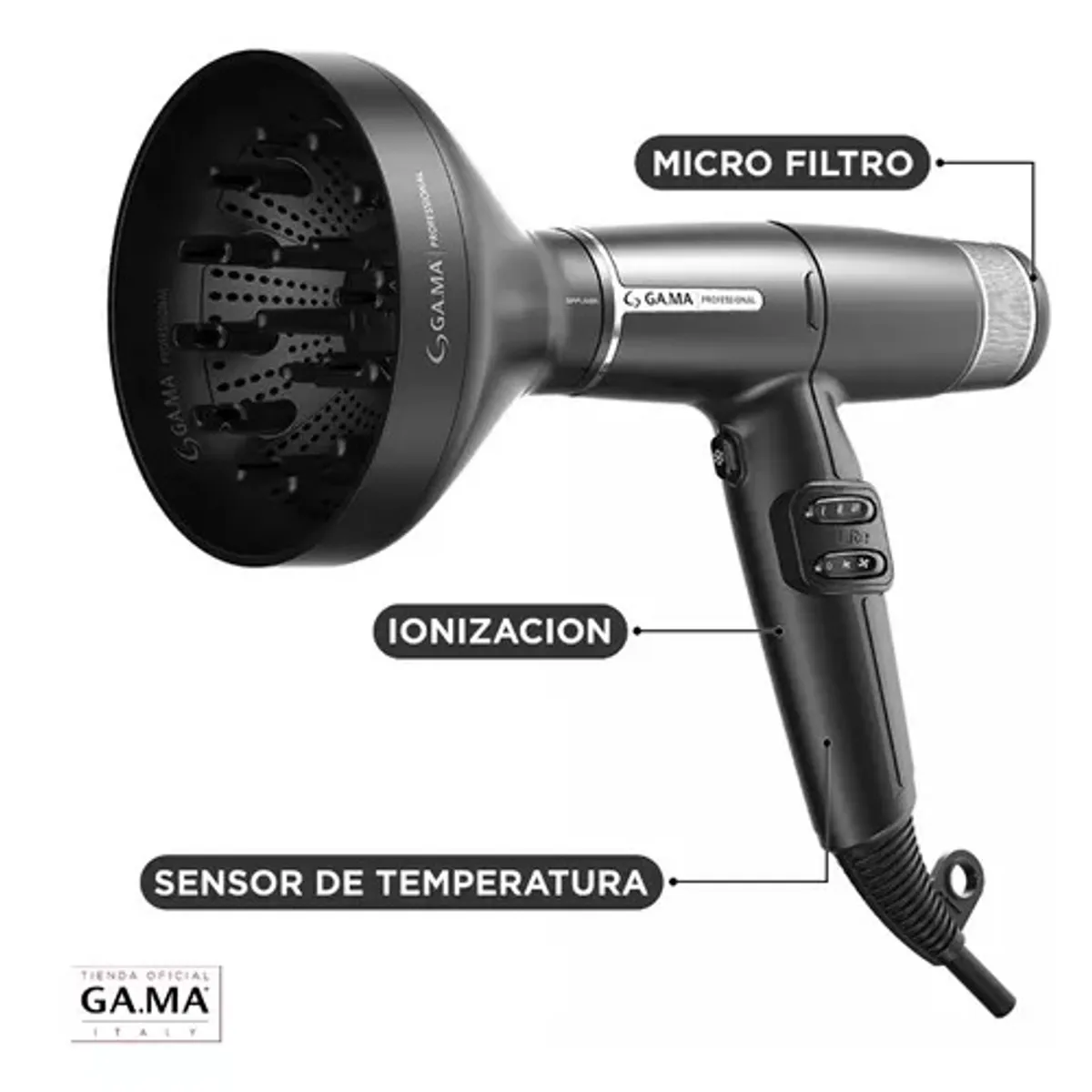GAMA - Secador Gama IQ Lite Black  Ultra liviano