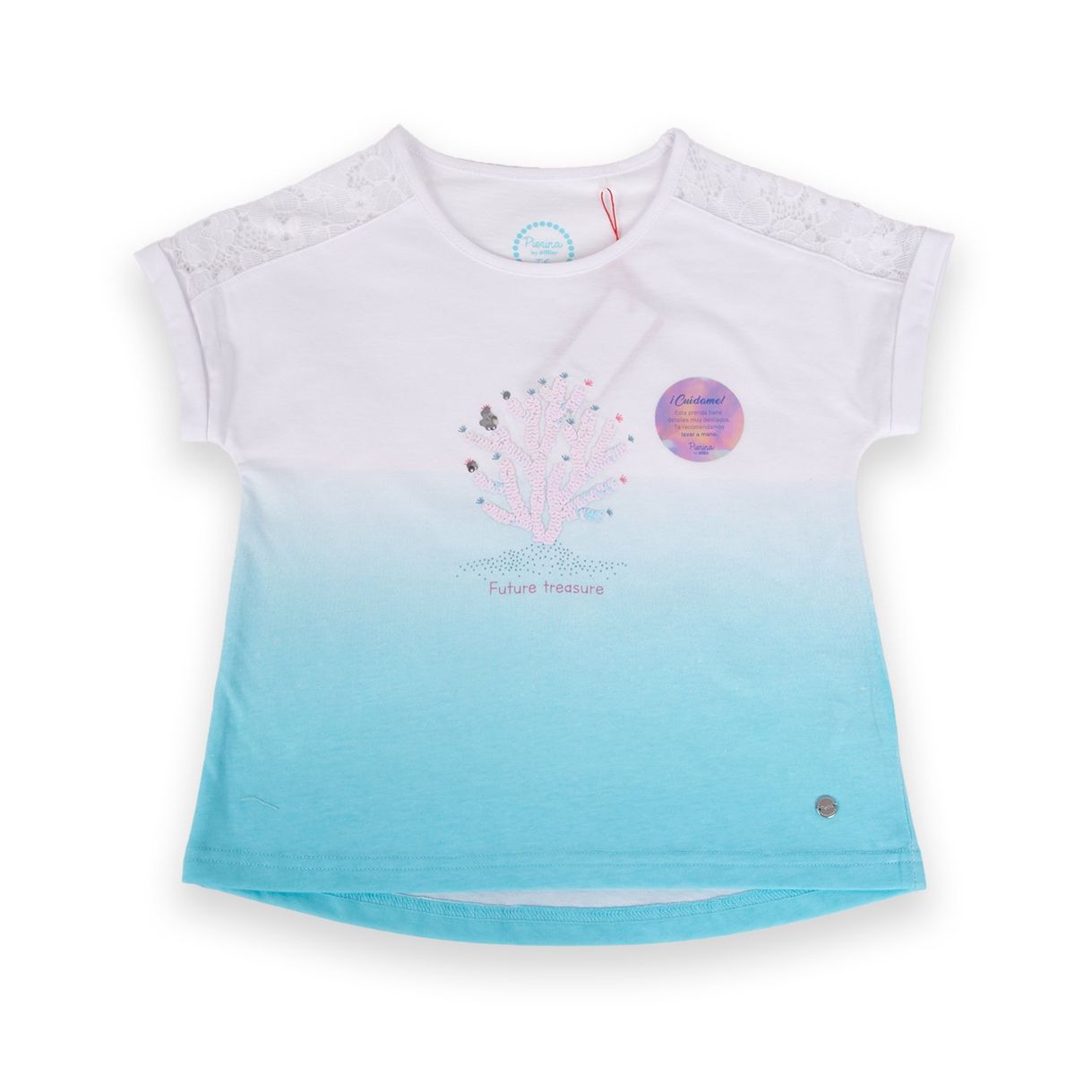 PILLIN - Polera Niña Turquesa Pillin PILLIN