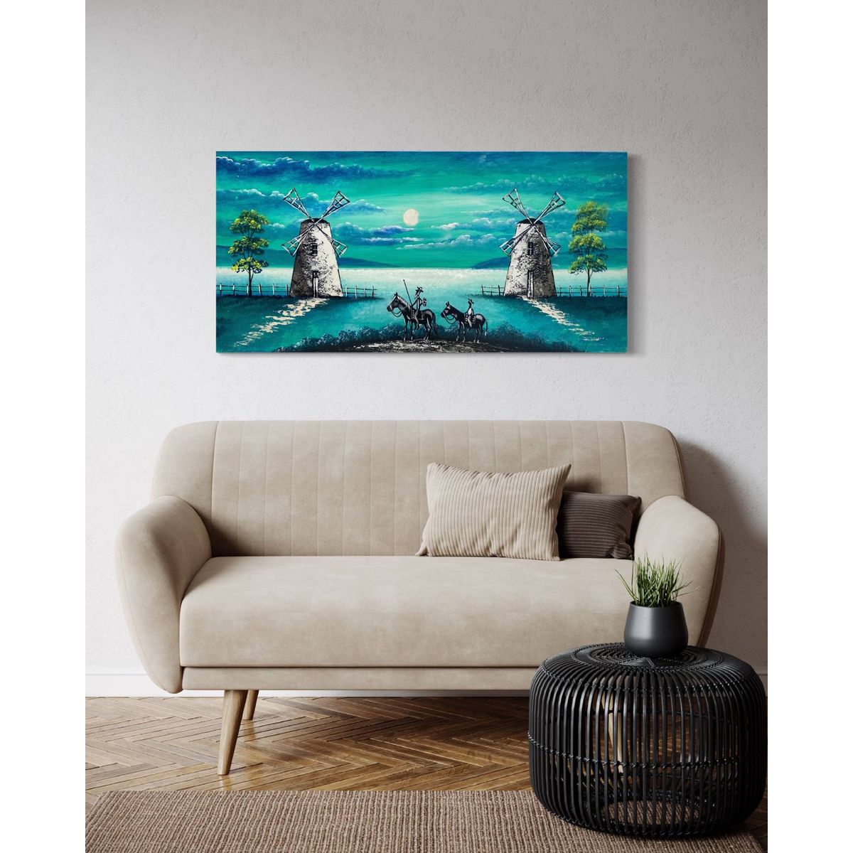 DEKAM DISEÑO - Cuadro Quijote Calipso  pintado acrílico medida 120x60 cms