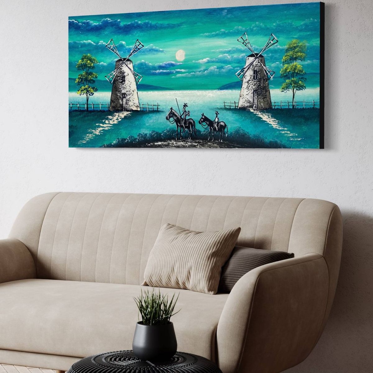 DEKAM DISEÑO - Cuadro Quijote Calipso  pintado acrílico medida 120x60 cms