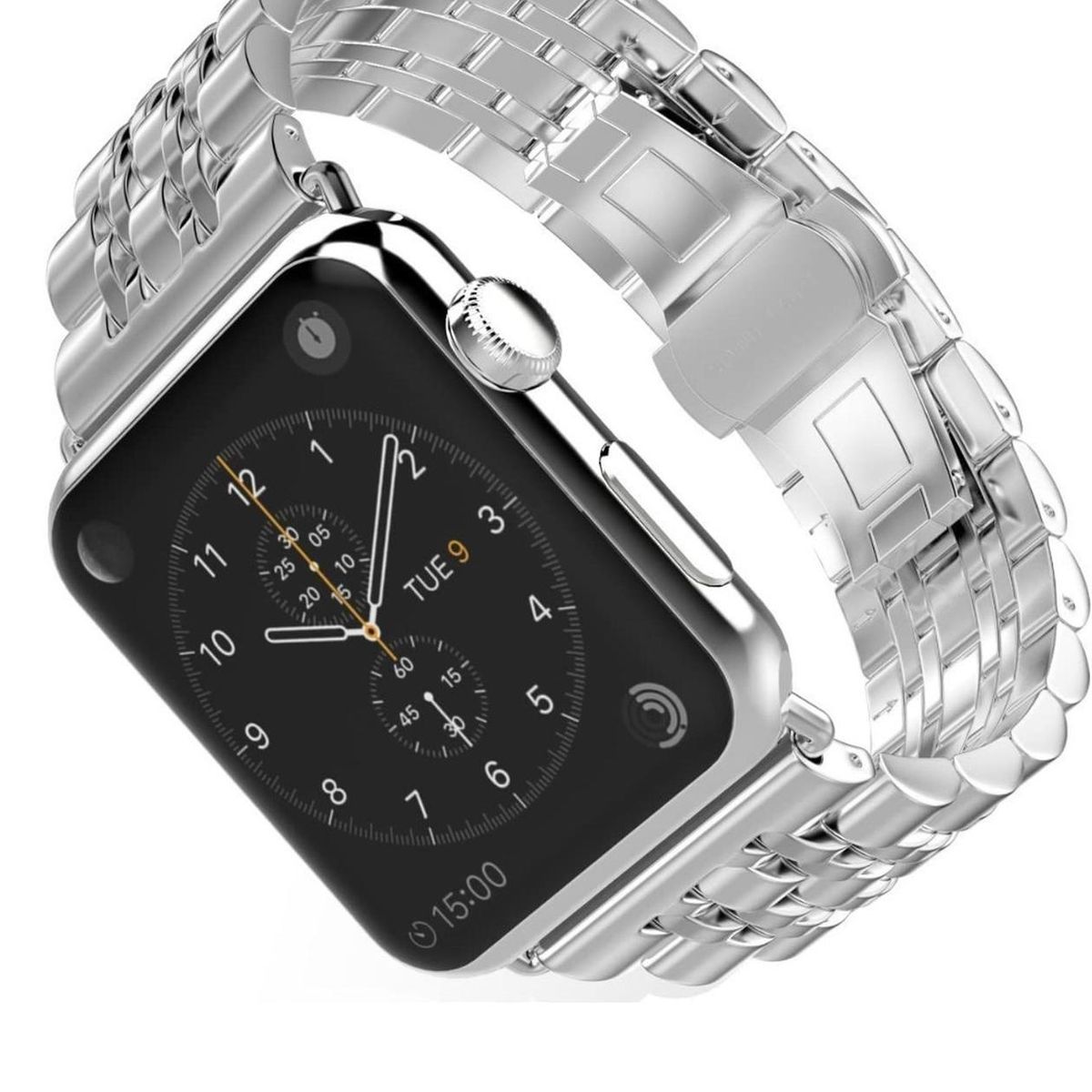 GENERICO - Correa Para Apple Watch Metálica Acero Inoxidable +ajustador - Plateado