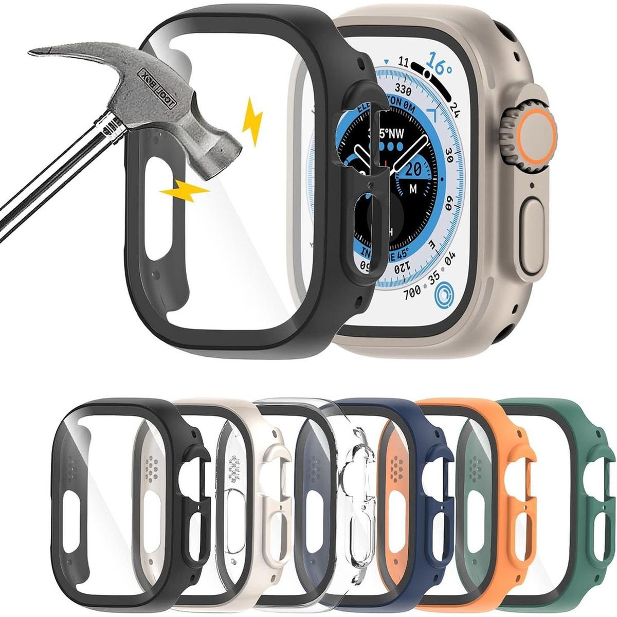GENERICO - Protector Carcasa + Vidrio Templ Para Apple Watch Ultra 49mm - Transparente