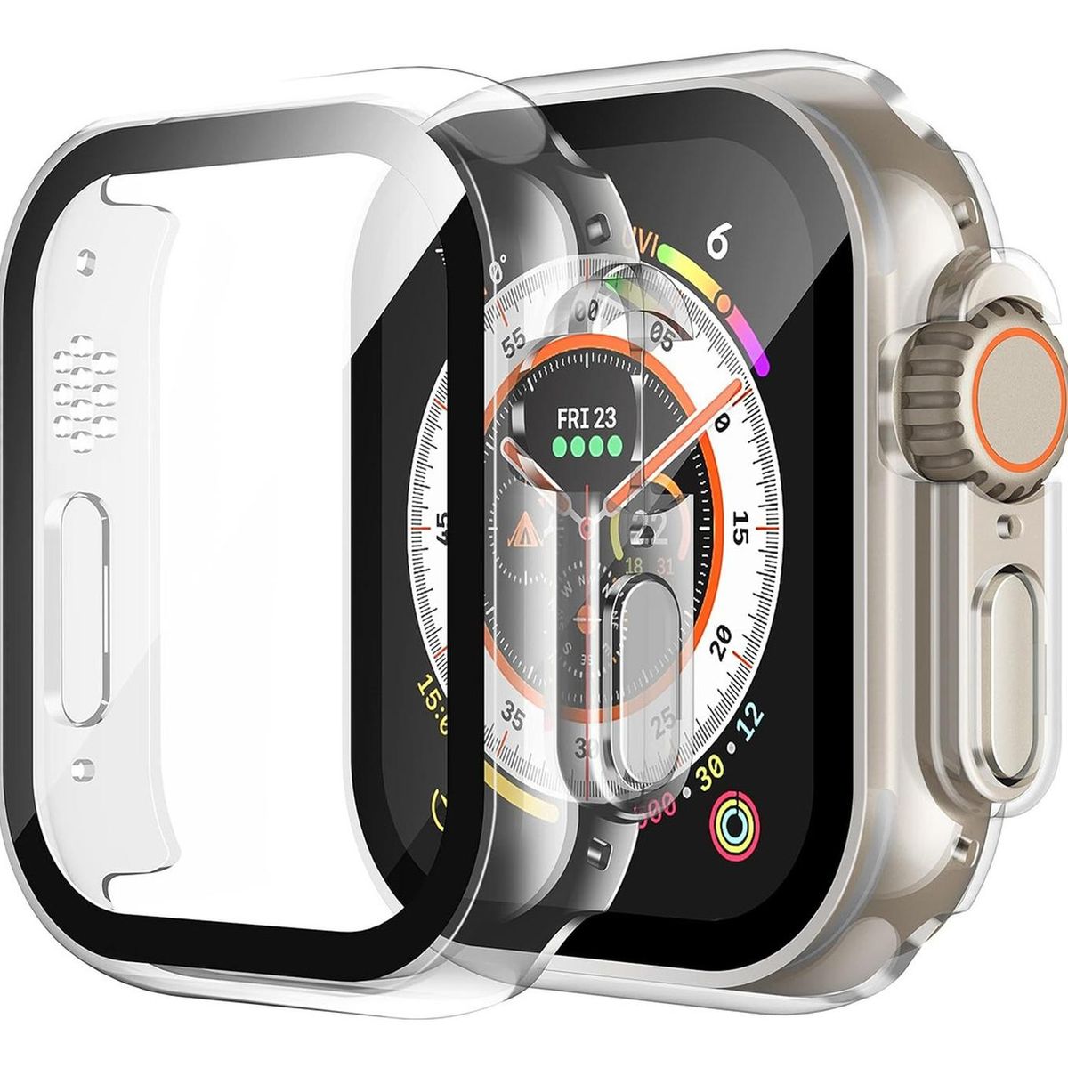 GENERICO - Protector Carcasa + Vidrio Templ Para Apple Watch Ultra 49mm - Transparente