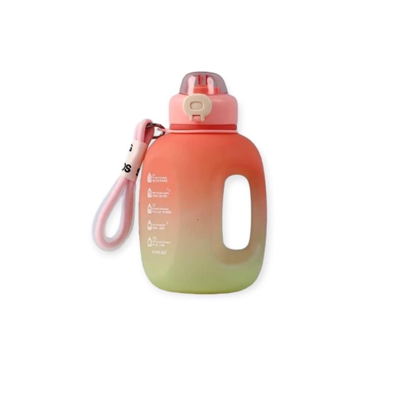 GENERICO - BOTELLA DE AGUA DEPORTIVA 1.5 LITROS ROSA CON VERDE