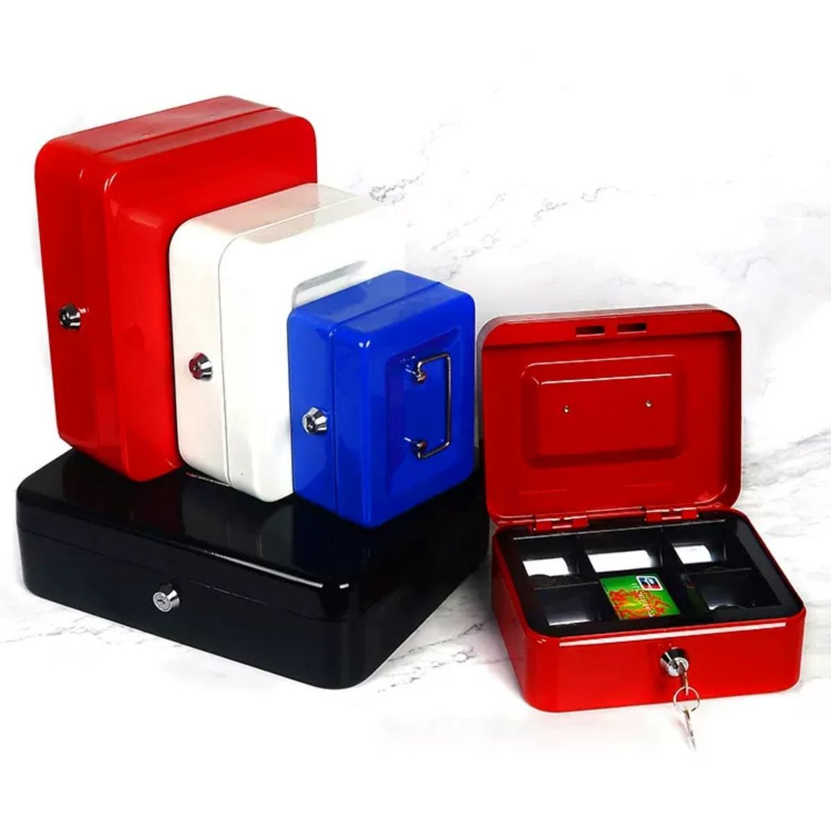 HOMESTAR - Caja de Seguridad Metálica 4 Colores con Clave Fisica XL