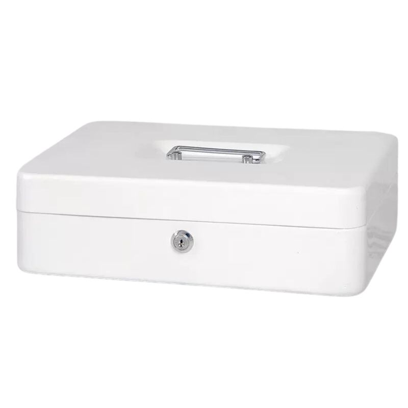 HOMESTAR - Caja Fuerte Metálica Para Dinero Seguridad Grande Blanca 6L