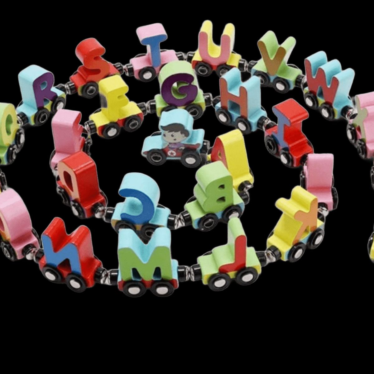 GENERICO - Tren Magnético de Madera con Letras del Abecedario A-Z