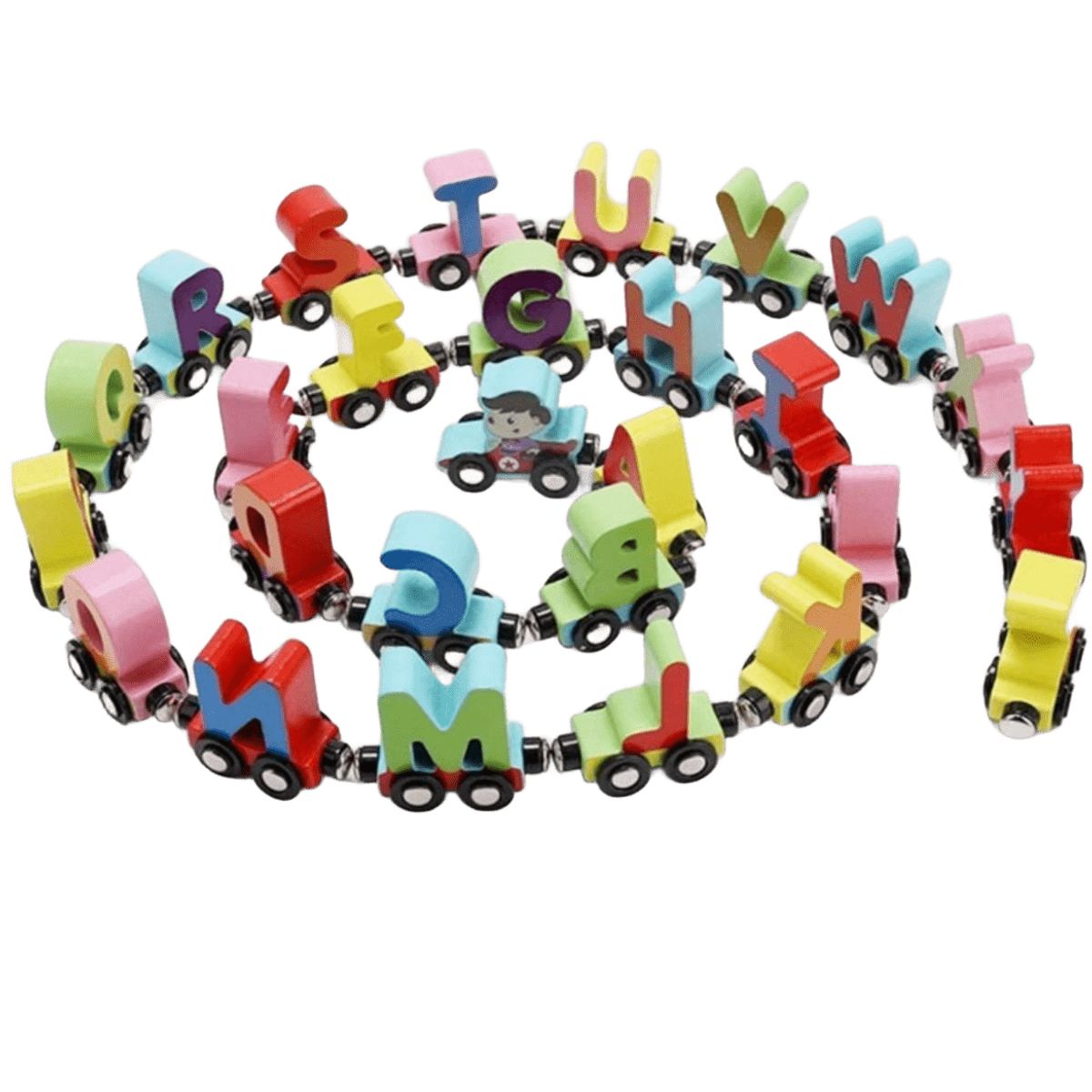 GENERICO - Tren Magnético de Madera con Letras del Abecedario A-Z