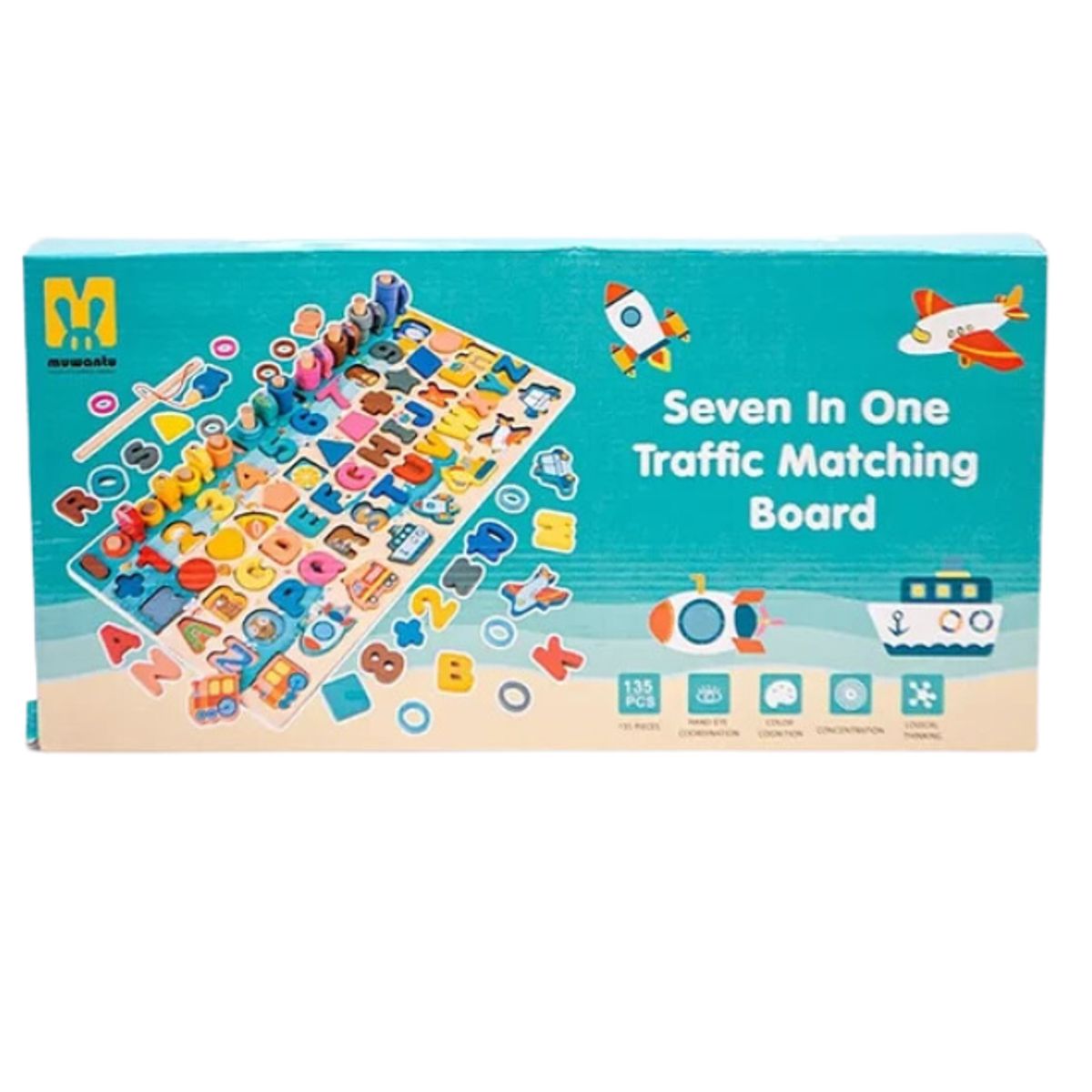 GENERICO - Tablero De Habilidades Aprendizaje 7 En 1 De Madera