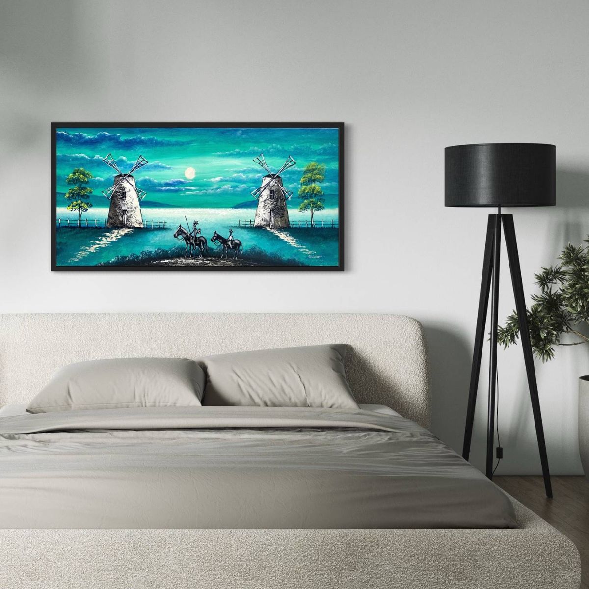 DEKAM DISEÑO - Cuadro Quijote Calipso  Pintado Enmarcado  Medida 124x64 cms