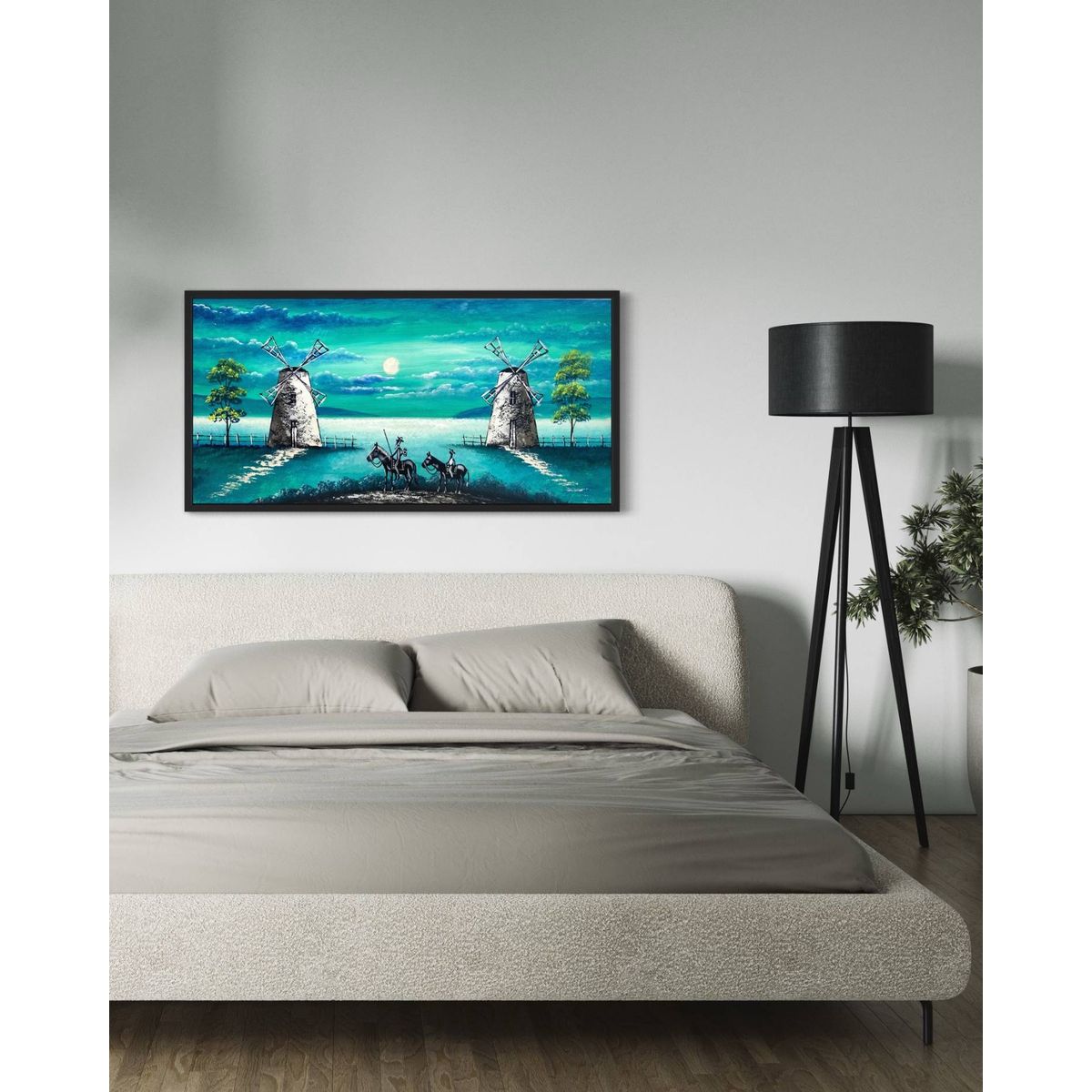 DEKAM DISEÑO - Cuadro Quijote Calipso  Pintado Enmarcado  Medida 124x64 cms