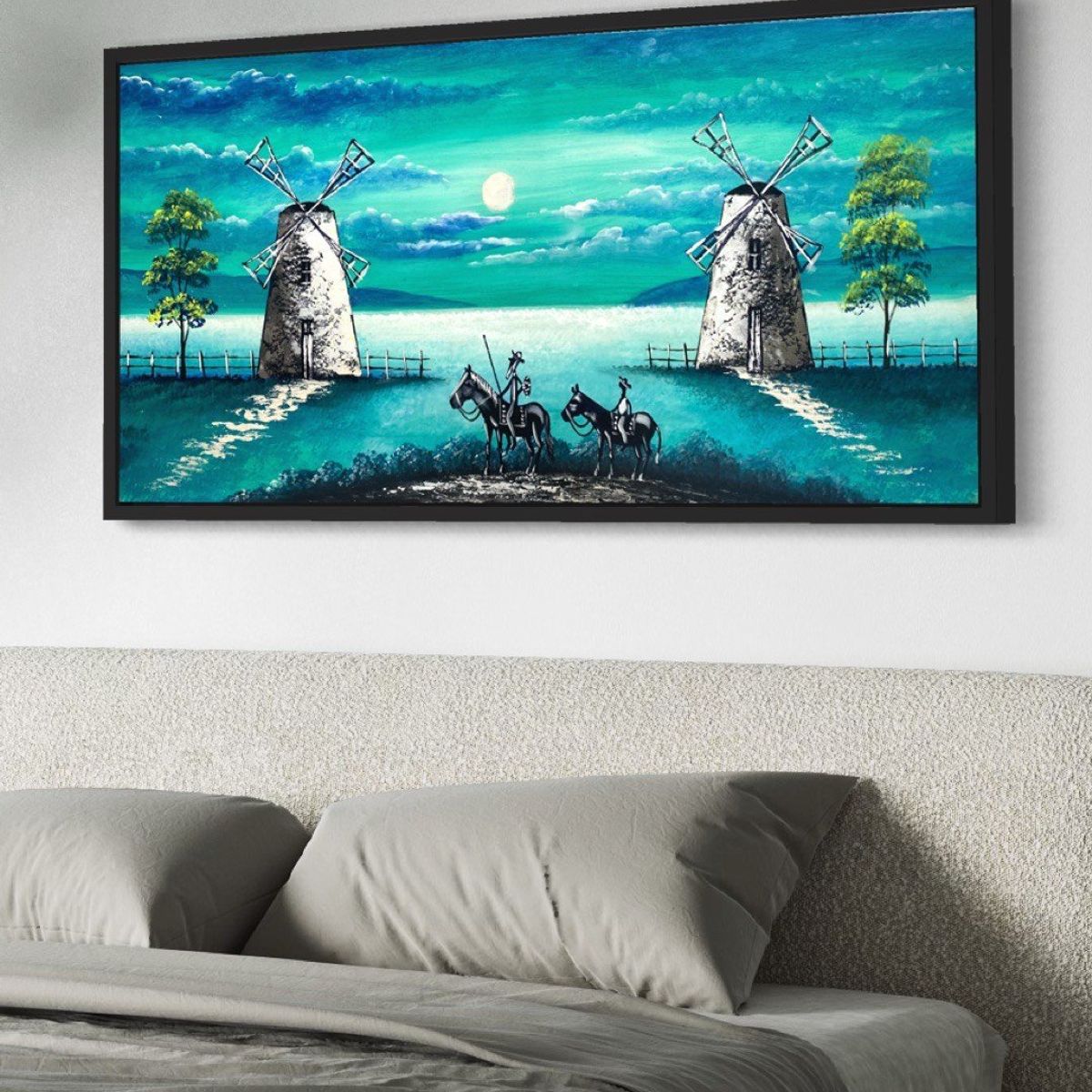 DEKAM DISEÑO - Cuadro Quijote Calipso  Pintado Enmarcado  Medida 124x64 cms