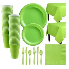 PASTELERIUSCL - X20 Vajilla De Cumpleaños Servilleta Vaso Platos Desechables rosa - Verde