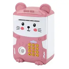 GENERICO - Alcancía Gato Automática Contraseña Sonido Y Huella Rosa