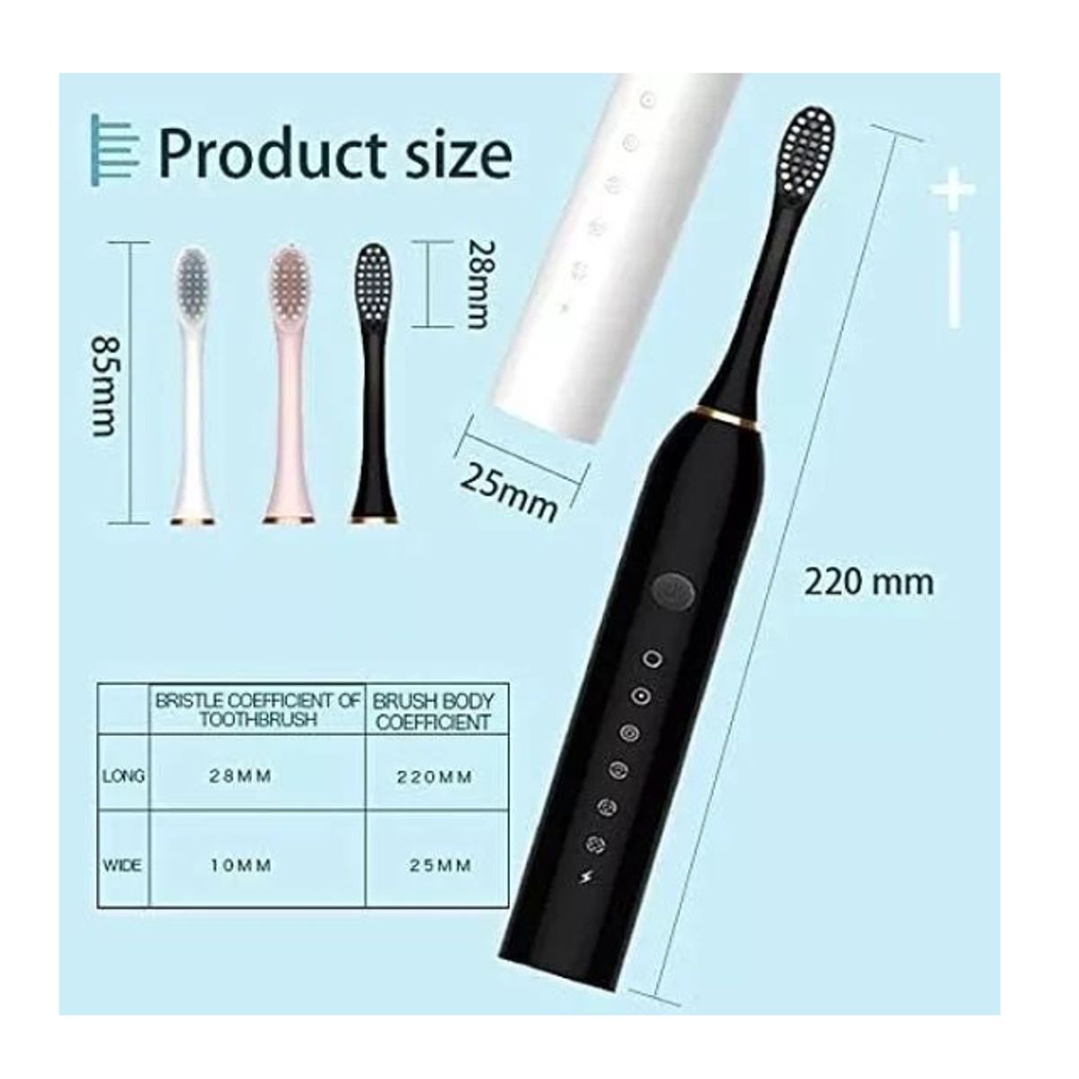 GENERICO - Cepillo Dientes Eléctrico Recargable Usb Limpieza NEGRO