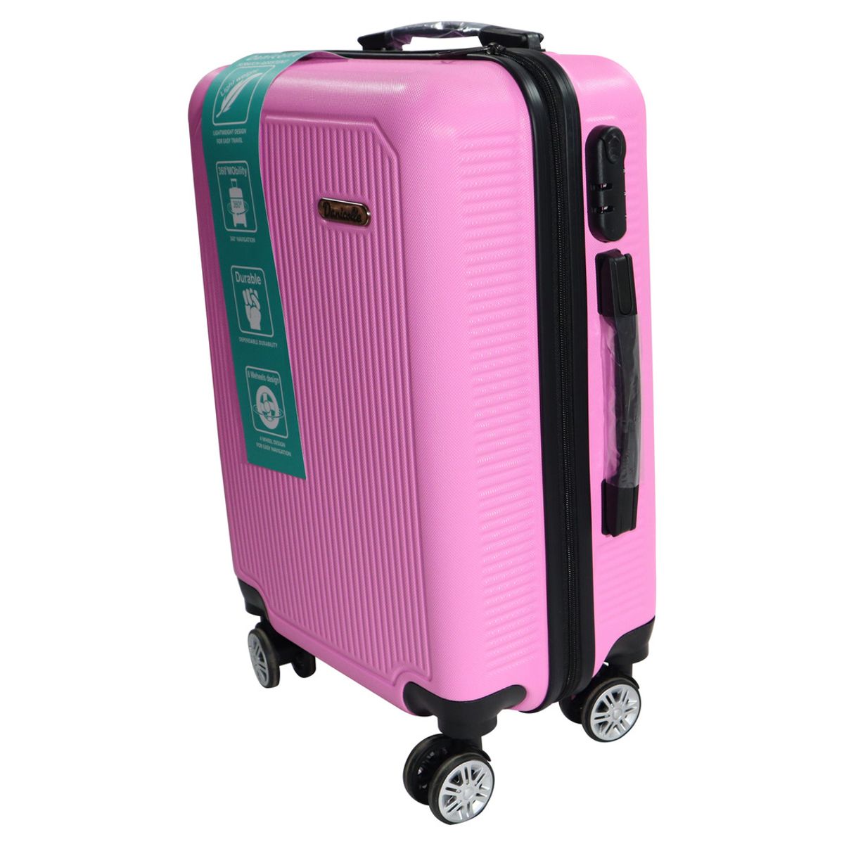 DINASTELLA - Maleta de Viaje Ruedas 360 y candado 25L Rigida ABS Danicolle Rosada