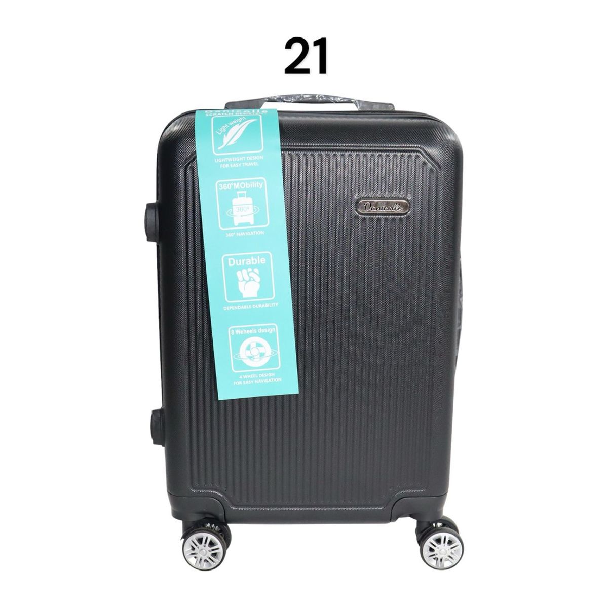 DINASTELLA - Maleta de Viaje Ruedas 360 y candado 21L Rigida ABS Danicolle Negra