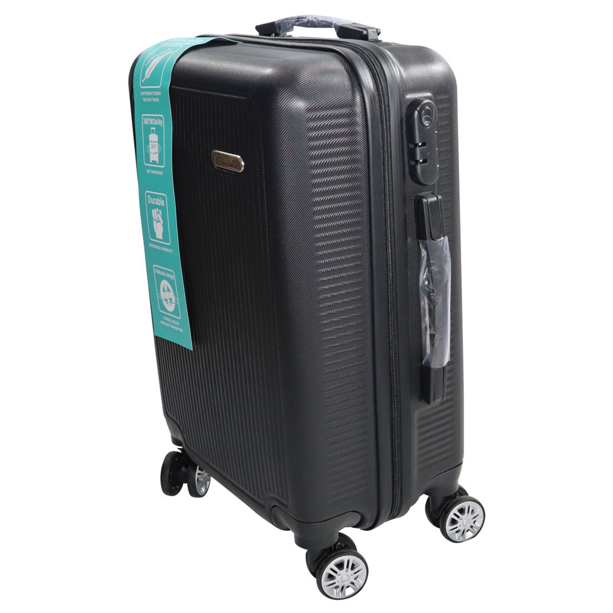 DINASTELLA - Maleta de Viaje Ruedas 360 y candado 21L Rigida ABS Danicolle Negra