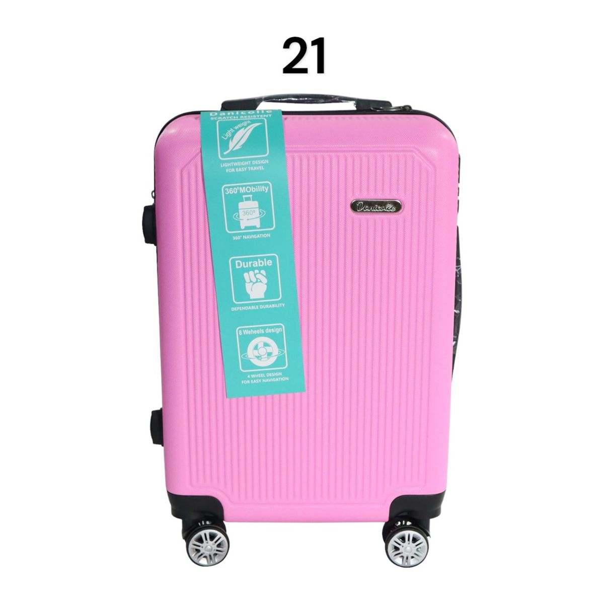 DINASTELLA - Maleta de Viaje Ruedas 360 y candado 21L Rigida ABS Danicolle Rosada