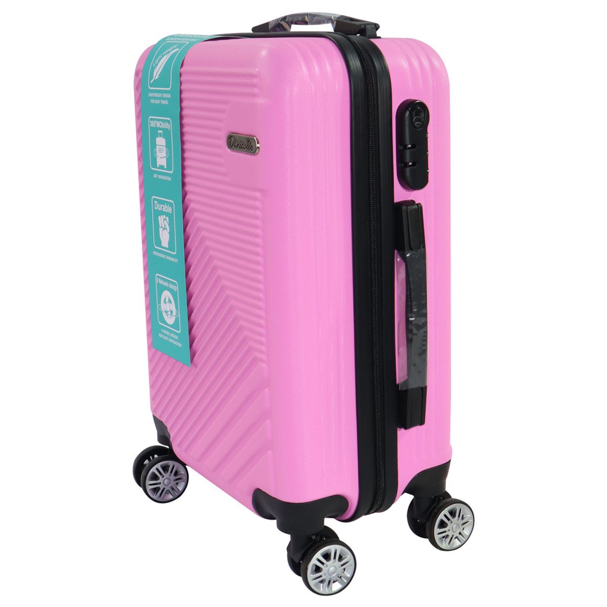 DINASTELLA - Maleta de Viaje Ruedas 360 y candado 21L Rigida ABS Danicolle Rosada